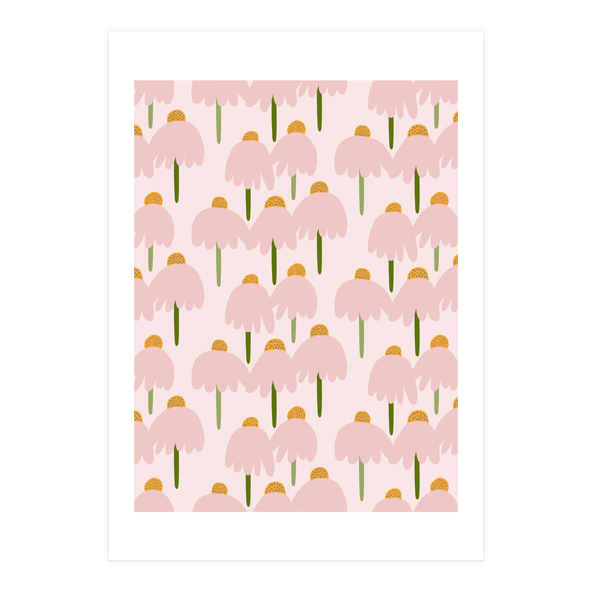 Pastel Pink Flower Pattern  (Print Only)