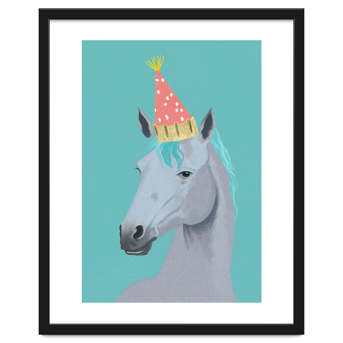 Horse with Party Hat Portrait