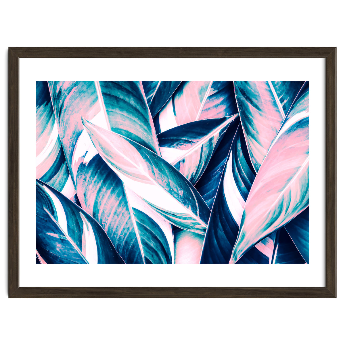 Botanical leaf pink and blue