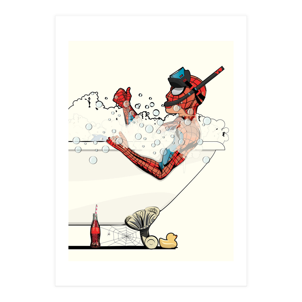 Spiderman in the Bath, funny Bathroom Humour (Print Only)
