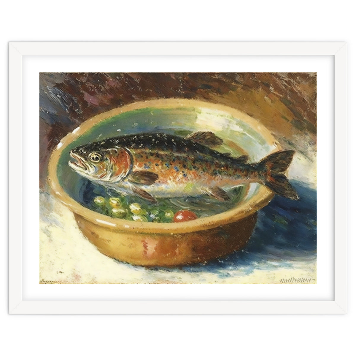 Trout in a Bowl Oil Painting