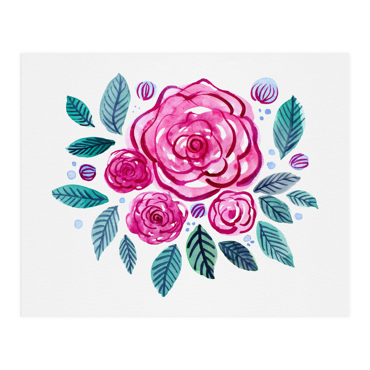 Watercolor rose bouquet (Print Only)