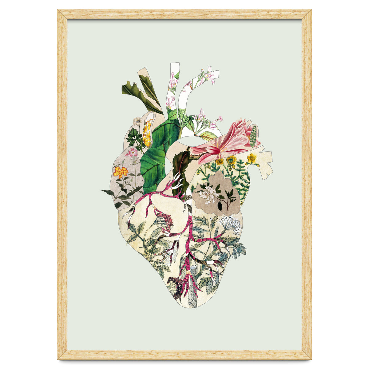 Vintage Botanical Heart - Green