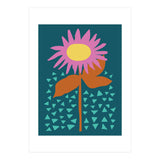 Pink Flower on Teal  (Print Only) thumbnail
