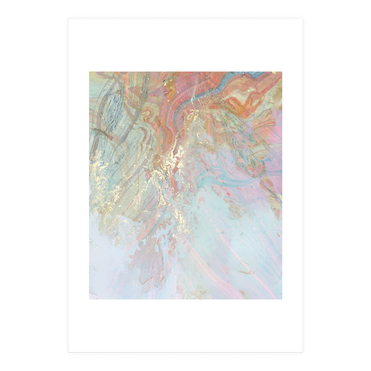 Marble Luxe, Abstract Nature Bohemian Texture, Blush Gold Scandanavian Pastel Neutral (Print Only)