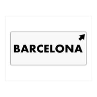 Let`s go to Barcelona, Spain! White road sign (Print Only)