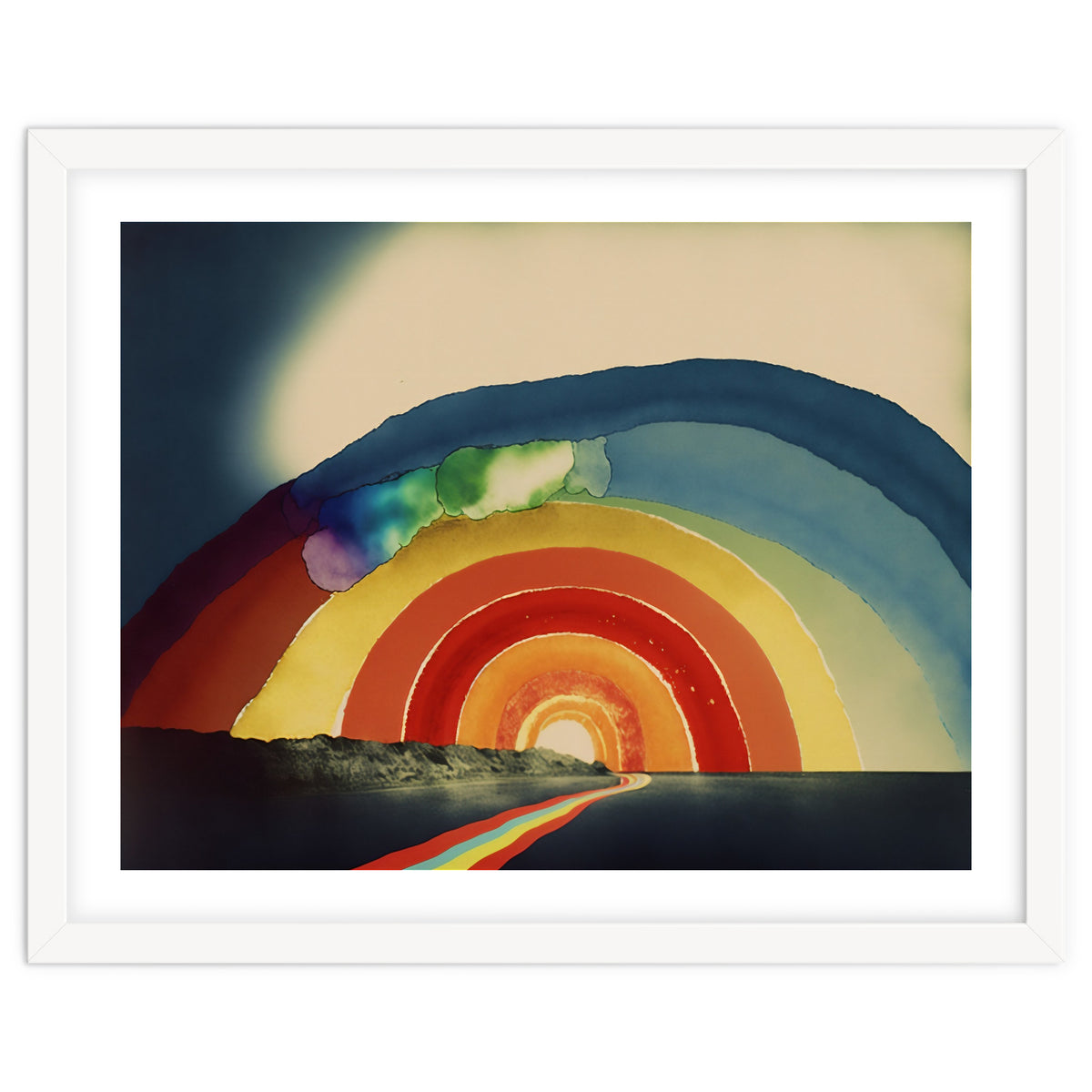 Rainbow Over the Coastline Abstract Painting