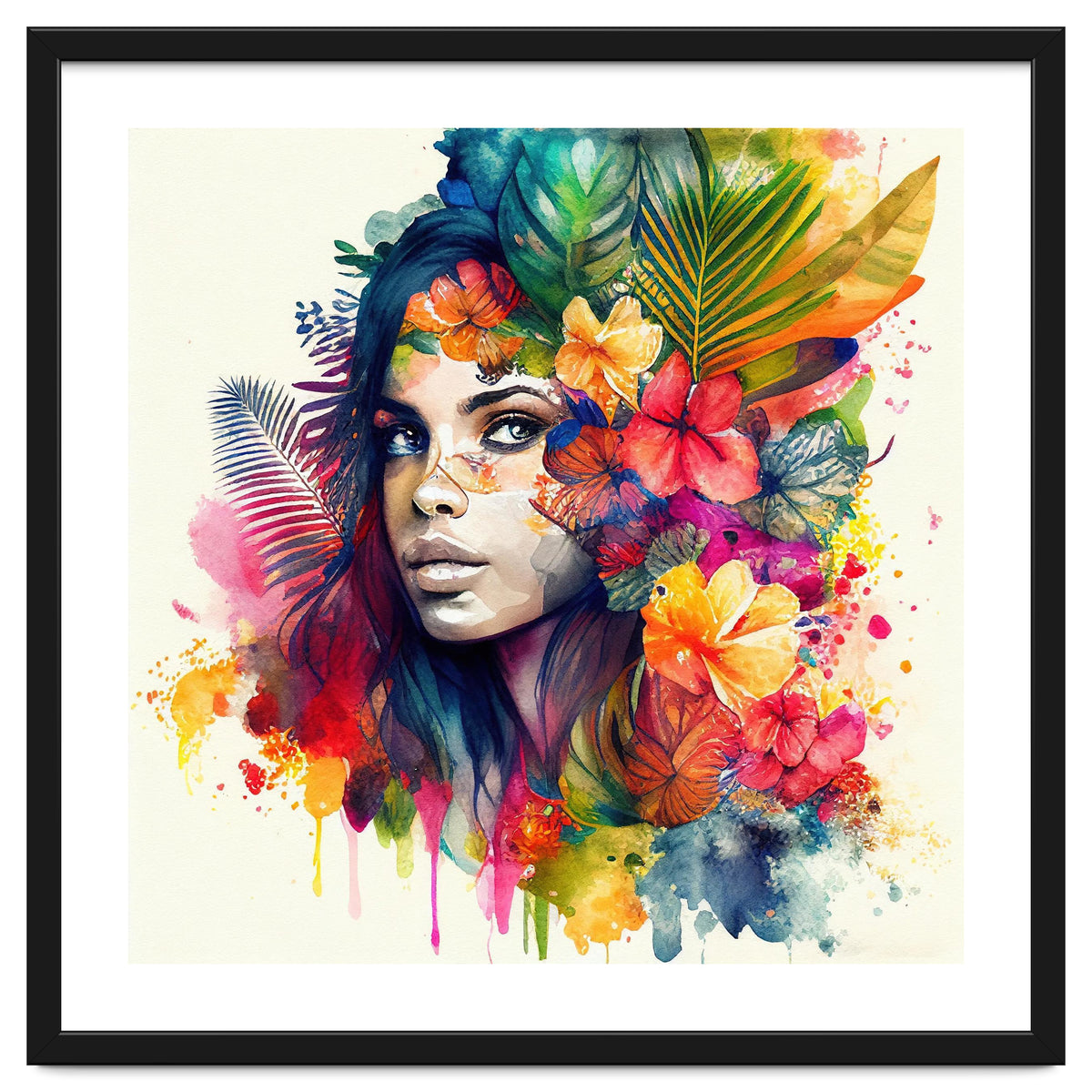 Watercolor Tropical Woman #17