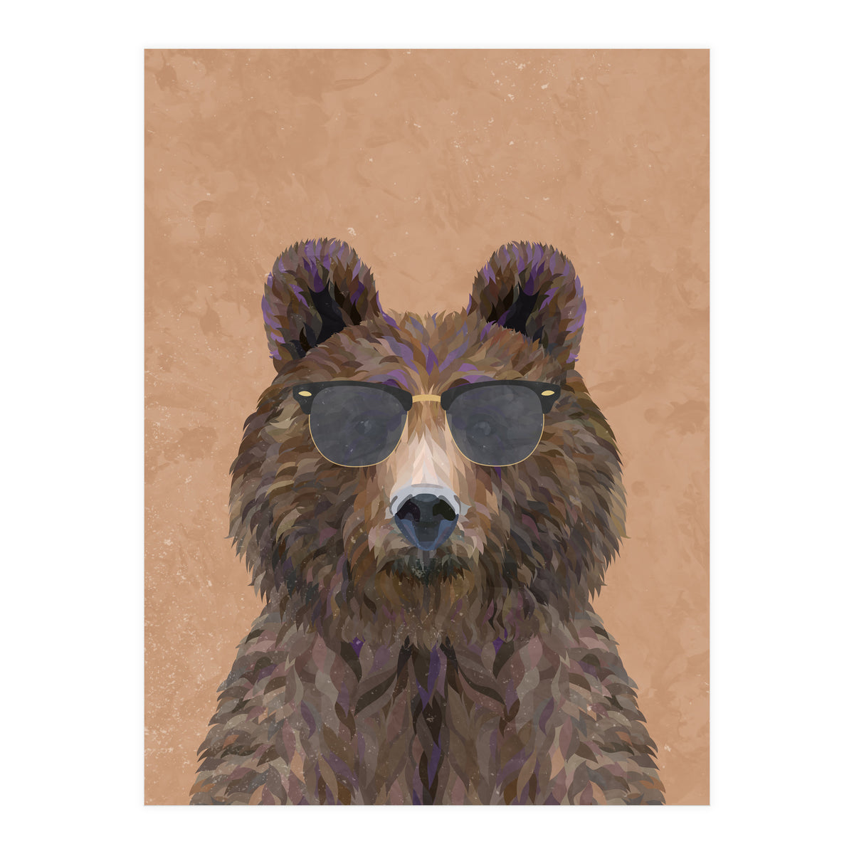Cool Bear Wearing Sunglasses Portrait (Print Only)