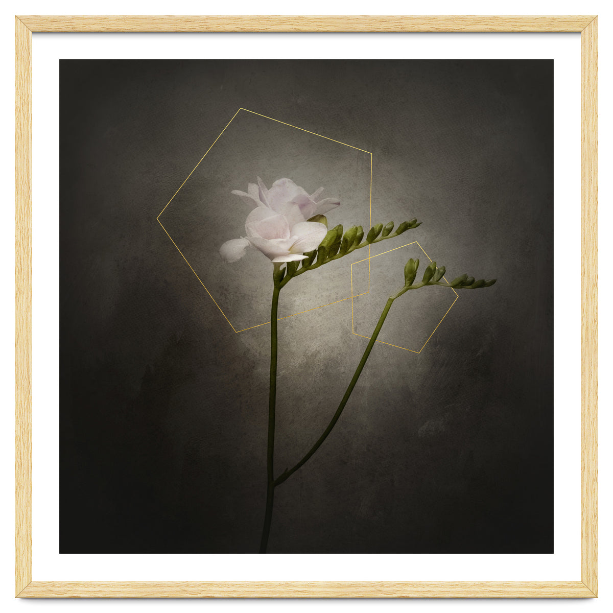Graceful flower - Freesia | vintage style gold