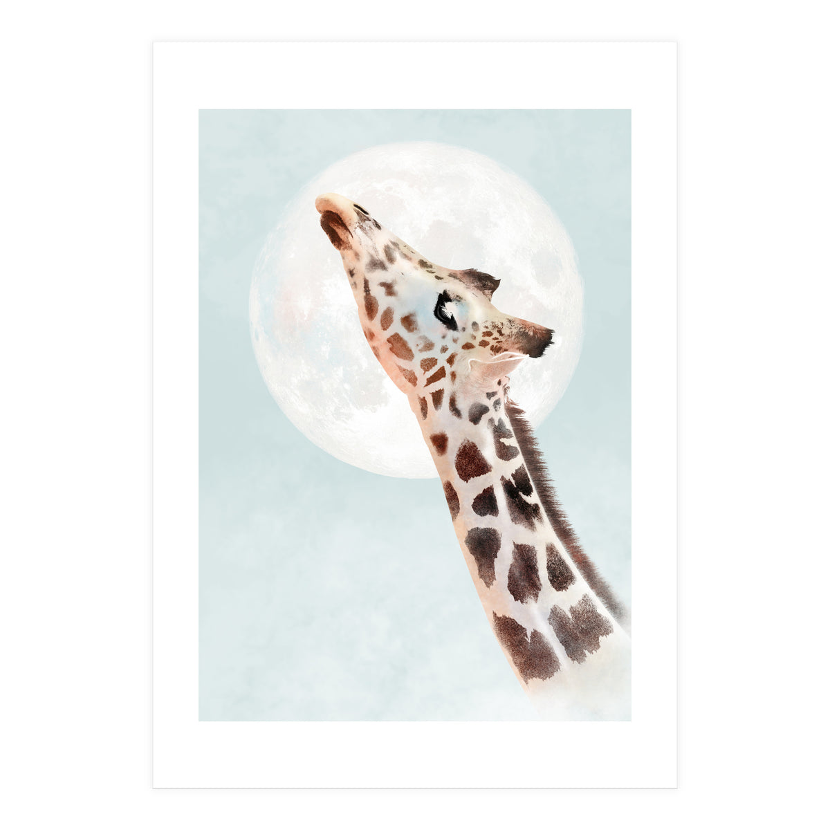Giraffe And Moon (Print Only)