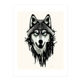 Wicked Soul, Werewolf Wolf Wild Animals Sketch, Wildlife Drawing Line Art, Wild Eclectic Dark Moon (Print Only) thumbnail