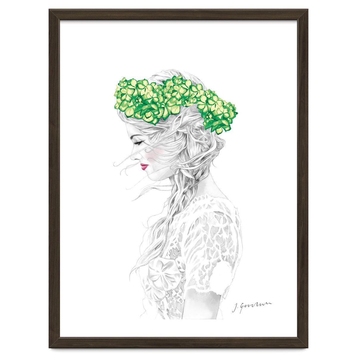Green Hydrangea Girl