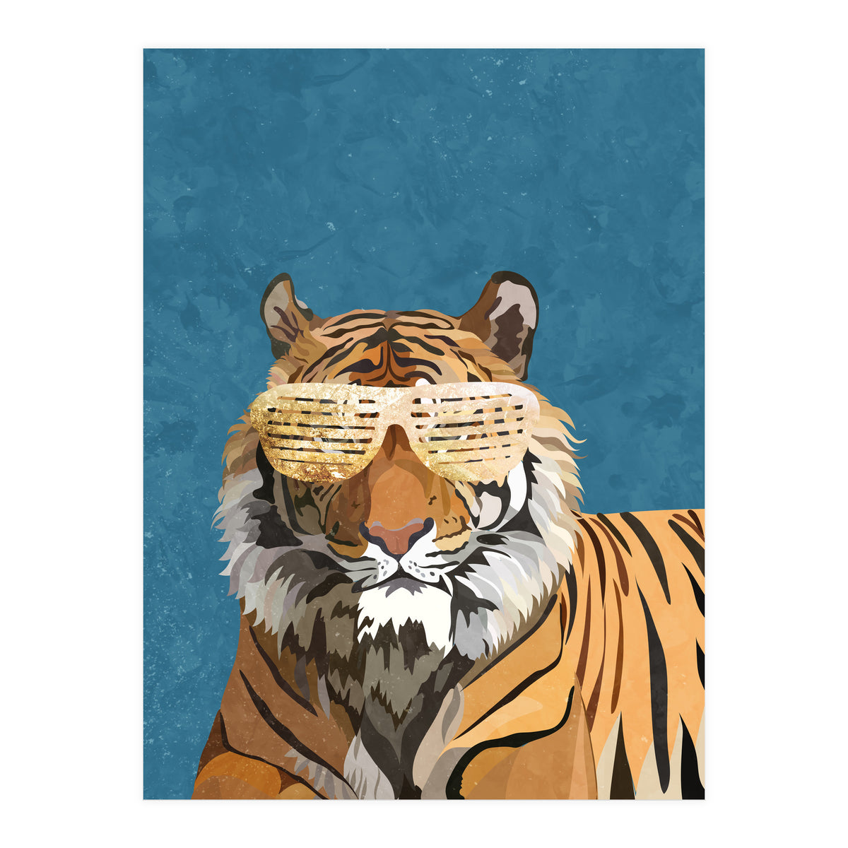Hip Hop Tiger Blue and Gold (Print Only)