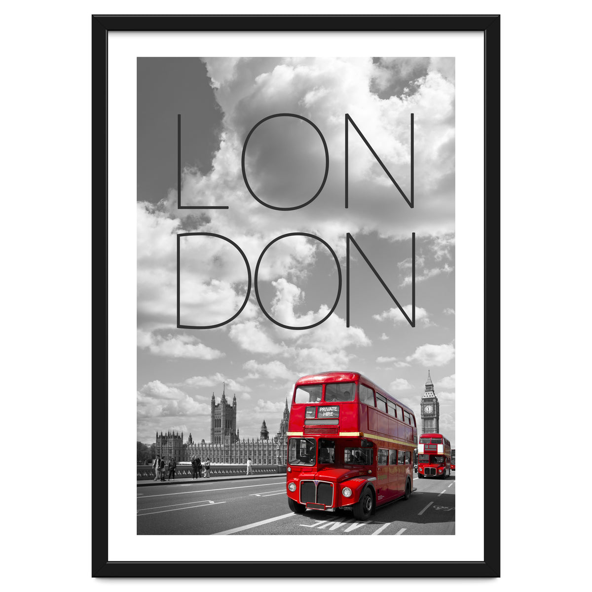 Red Buses in London | Text & Skyline