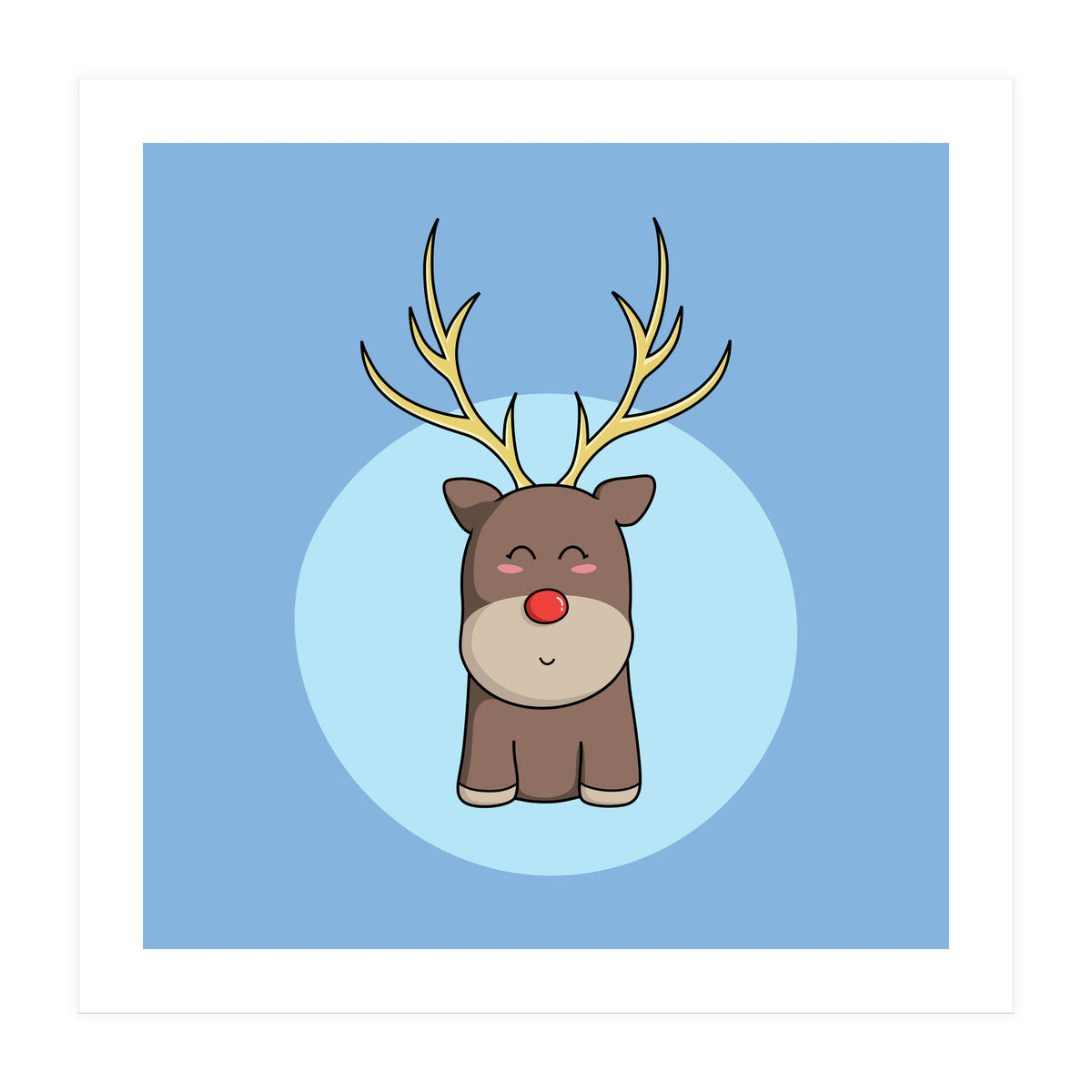 Kawaii Cute Christmas Reindeer (Print Only)