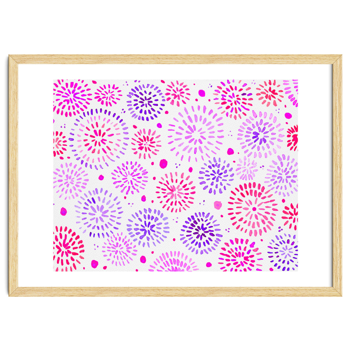 Abstract fireworks pattern in magenta and purple
