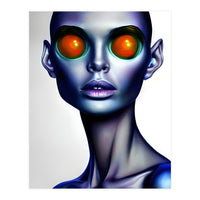 Strange Alien Woman Portrait Face AI Art (Print Only)