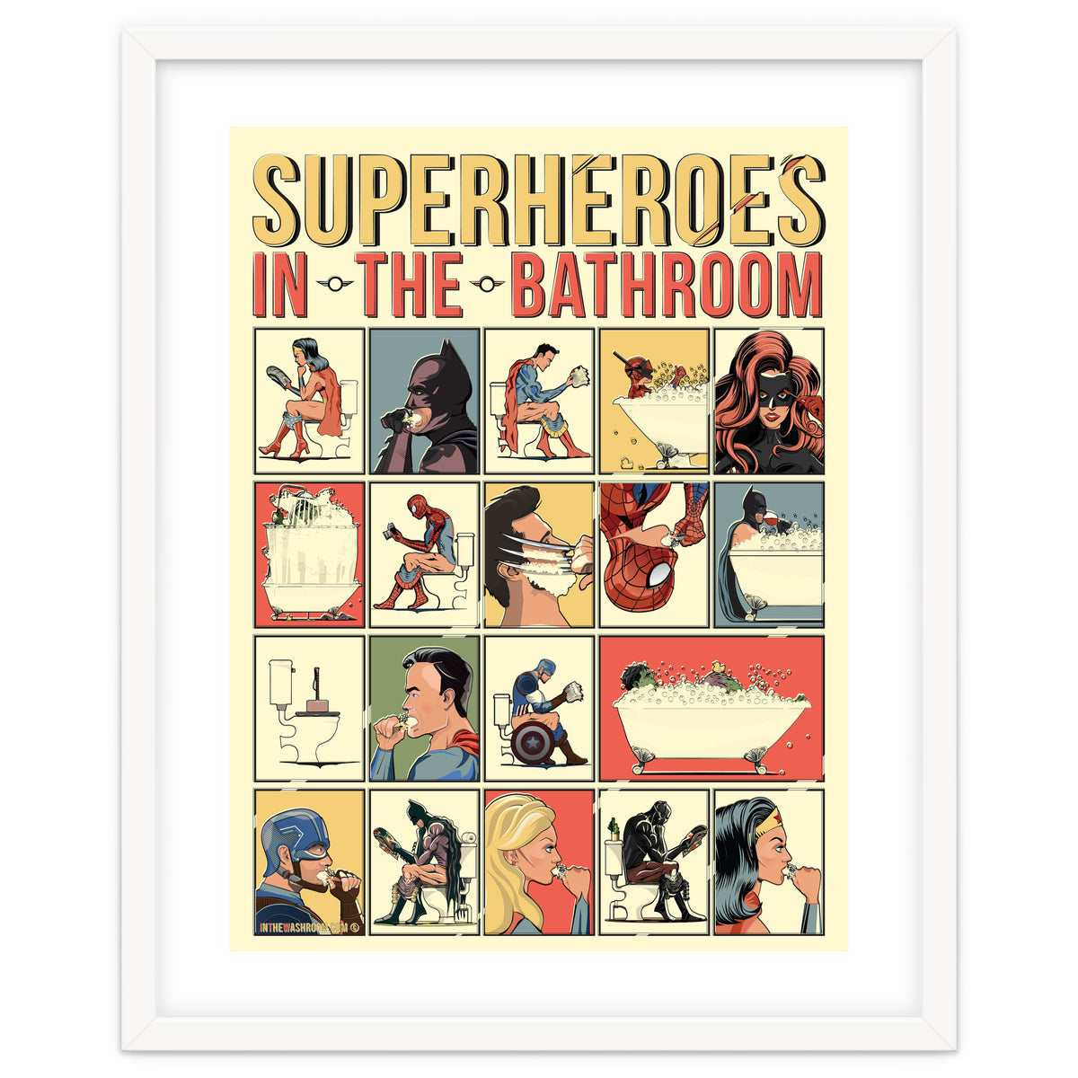 Superheroes in the Bathroom, funny Bathroom Humour
