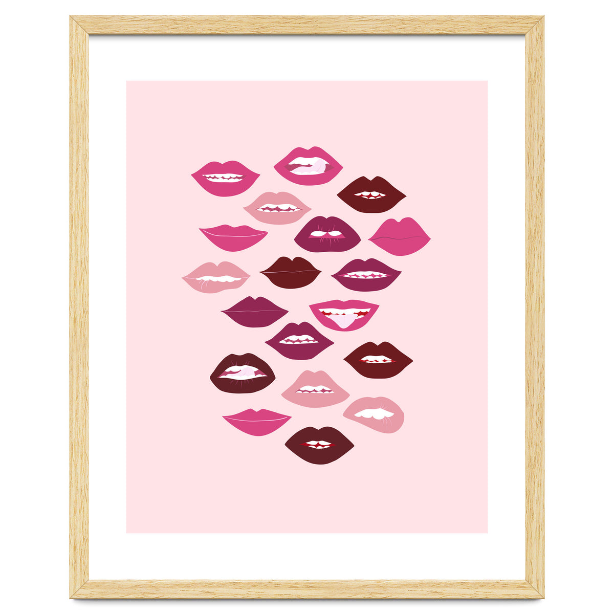 Lips Dark on Pink Background