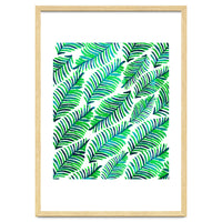 Palm Solace | Tropical Botanical Plants Nature Hand-Painted Watercolor Painting Bohemian Lush Green