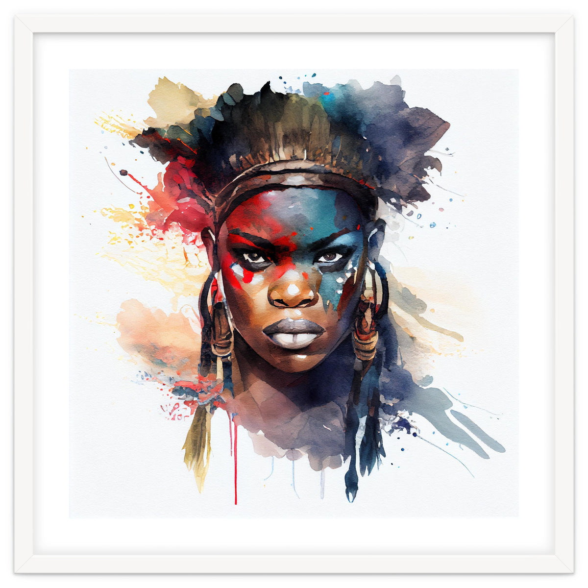 Watercolor African Warrior Woman #4