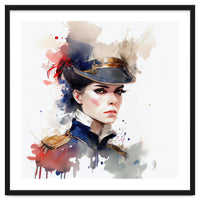 Watercolor Napoleonic Soldier Woman #1