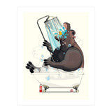 Hippopotamus in the Bath, Funny Bathroom Humour (Print Only) thumbnail