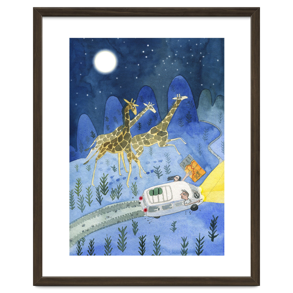 Giraffes In Moonlight