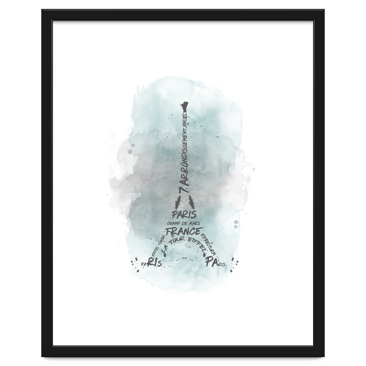 Watercolor Art Eiffel Tower | turquoise