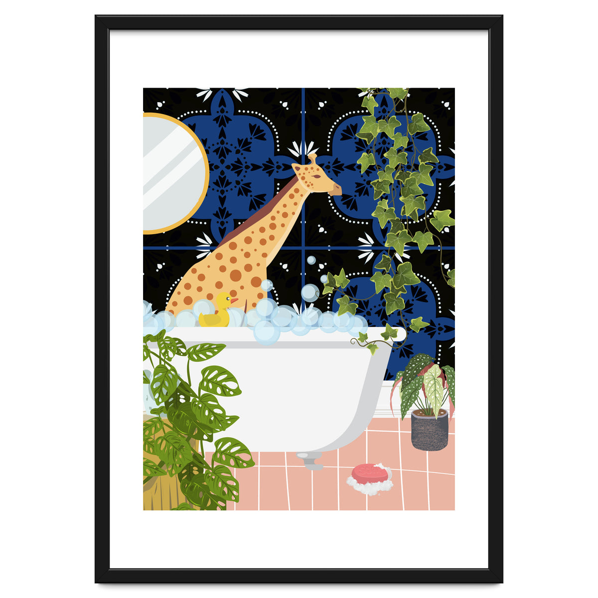 Giraffe Taking a Bubble Bath