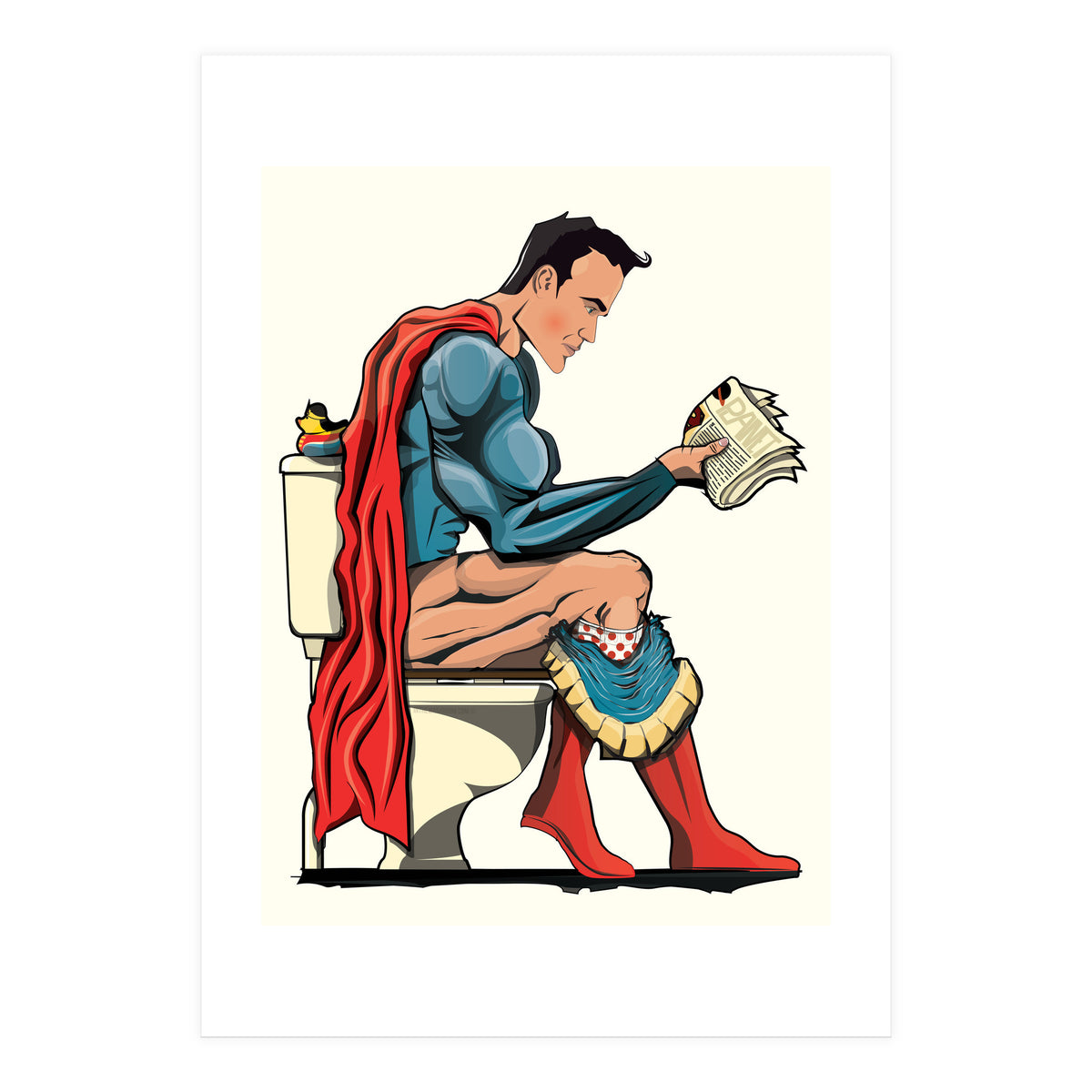 Superman on the Toilet, funny bathroom humour (Print Only)