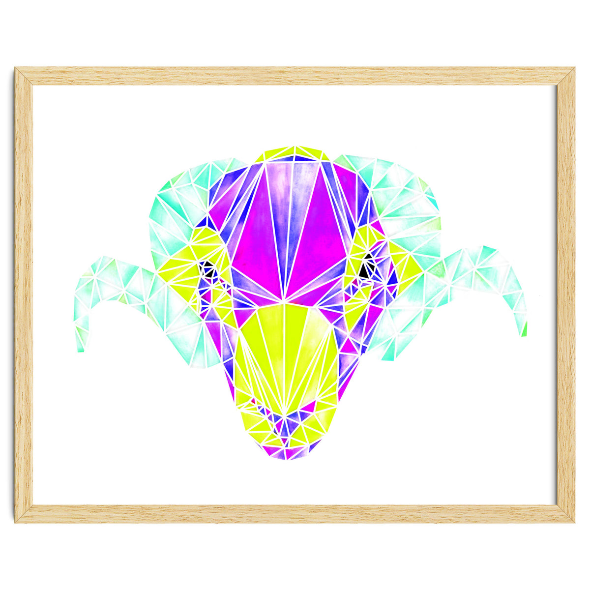 Colourful Geometric Swaledale Sheep Tup with White Lines