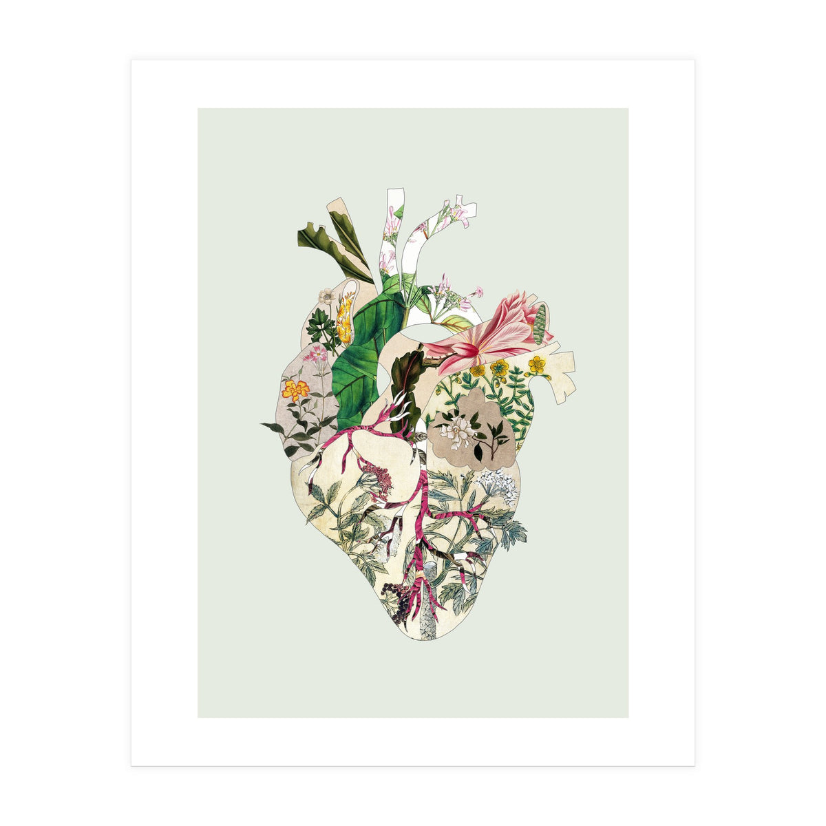 Vintage Botanical Heart - Green (Print Only)
