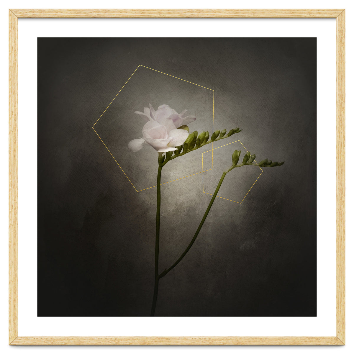 Graceful flower - Freesia | vintage style gold