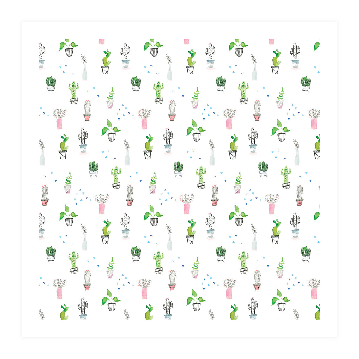Cacti and plants pattern (Print Only)