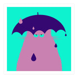 Lilac Cat With Umbrella  (Print Only) thumbnail