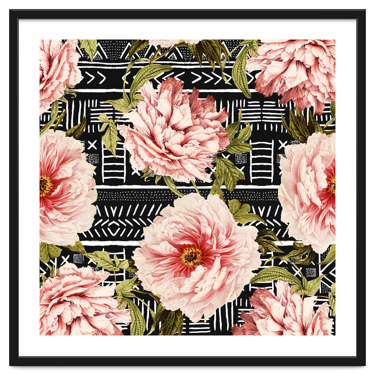 Flowering pink on drawn lines