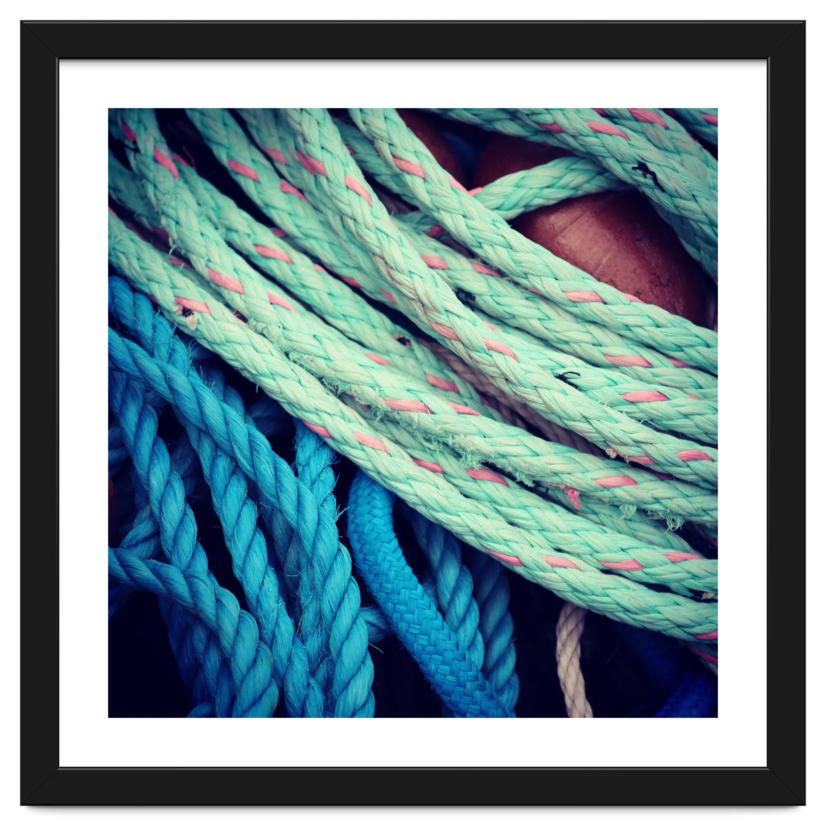 fishing ropes: blue and green