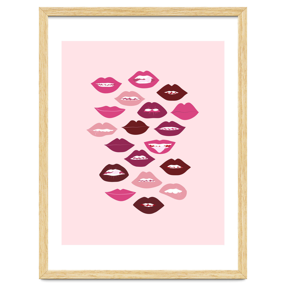 Lips Dark on Pink Background