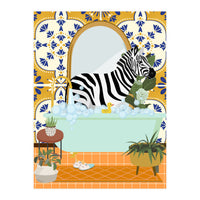 Zebra Bathing in Moroccan Style Bathroom (Print Only)