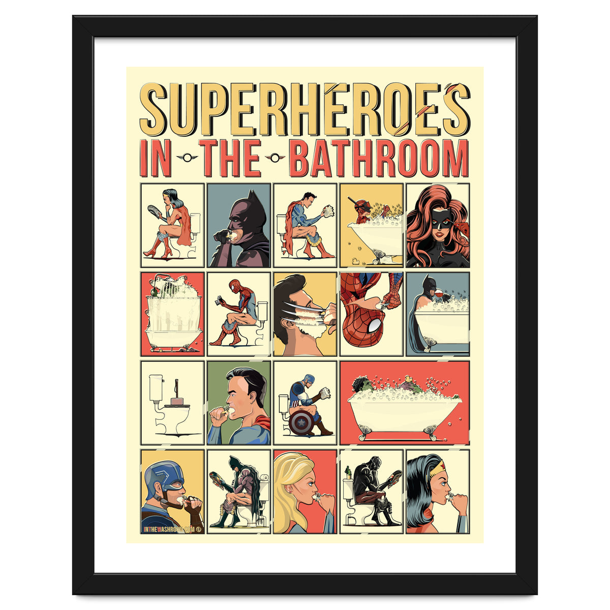 Superheroes in the Bathroom, funny Bathroom Humour