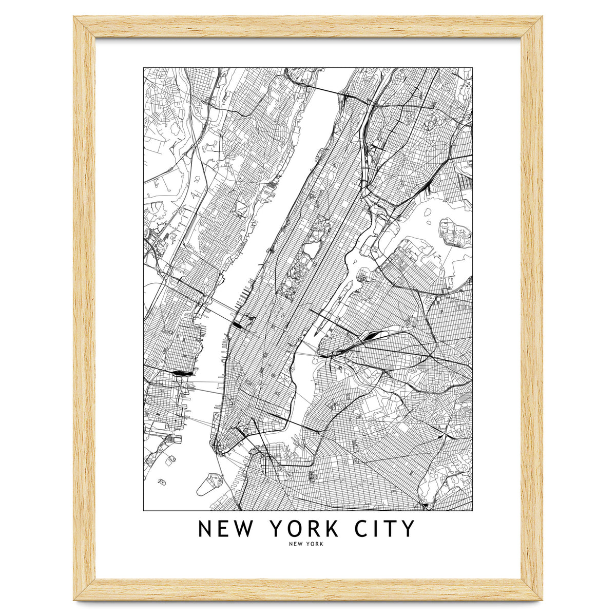 New York City White Map