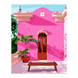 Pink Building Architecture | Pop Art Travel House Painting | Modern Bohemian Décor Spain Palace (Print Only) thumbnail