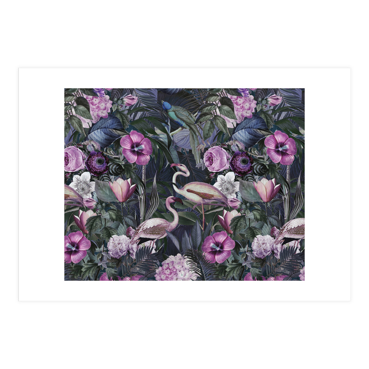 Flamingos Dark Jungle 2 (Print Only)