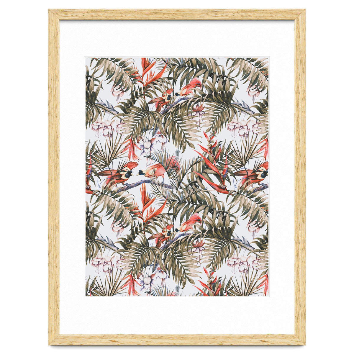 Exotic birds in the jungle paradise