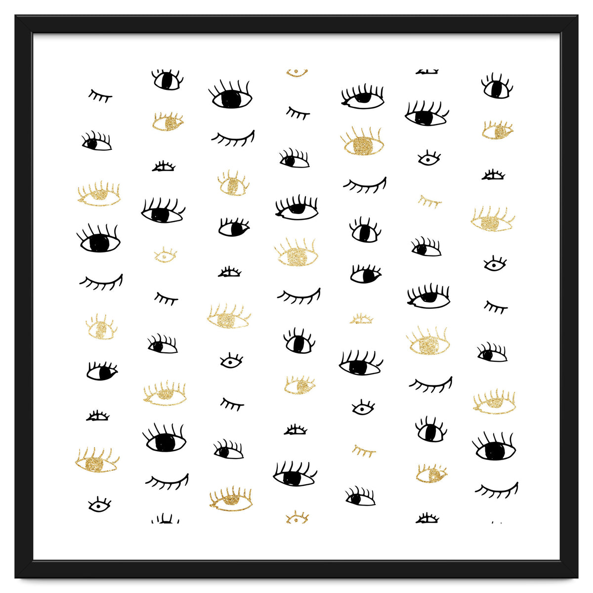 Gold and black eyes and lashes pattern