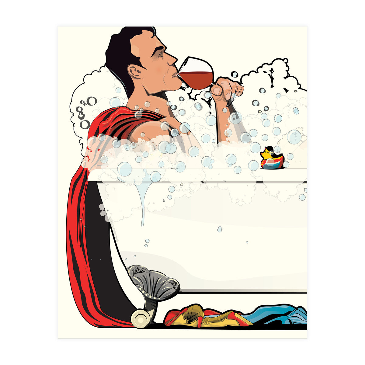 Superman in the Bath, funny Bathroom Humour (Print Only)