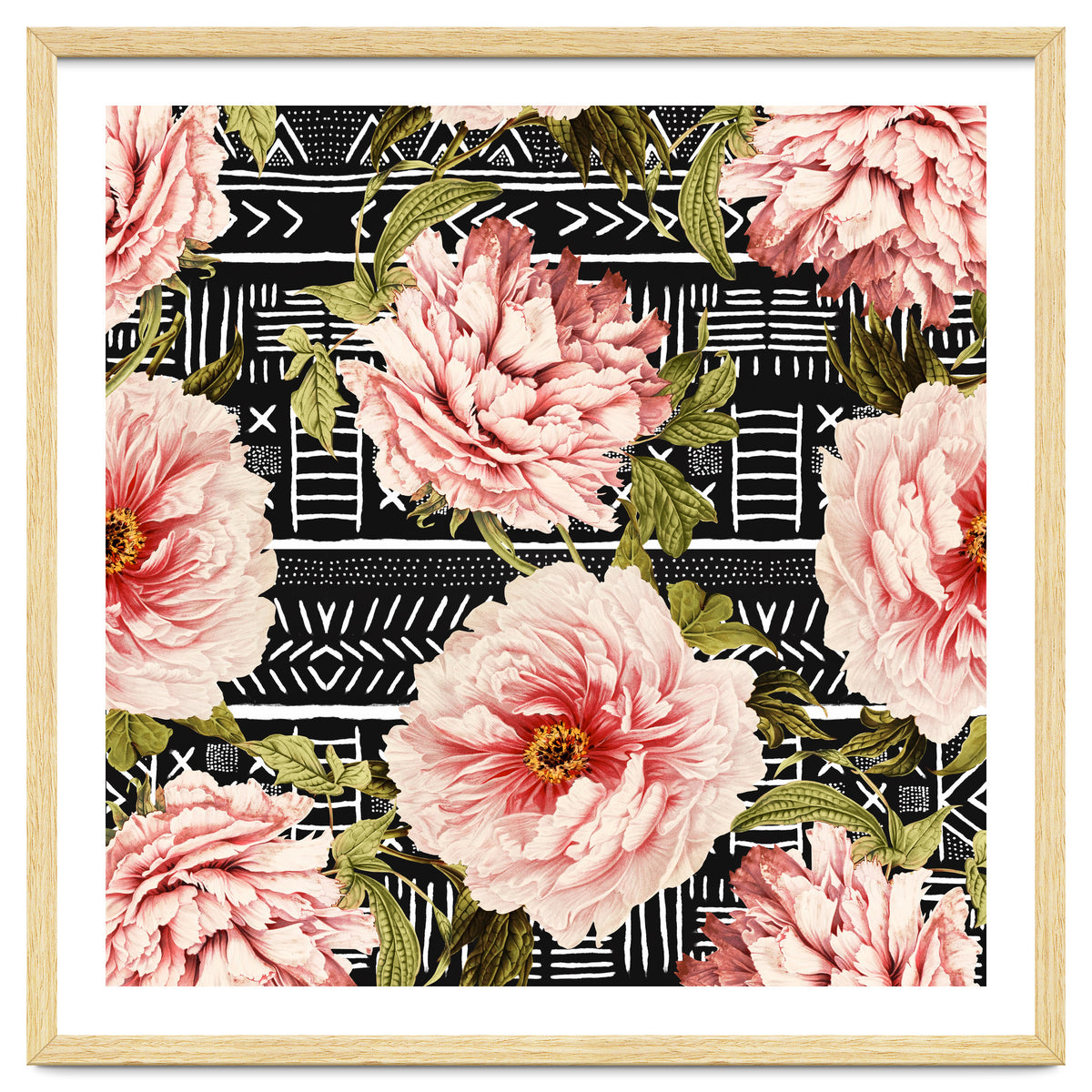 Flowering pink on drawn lines