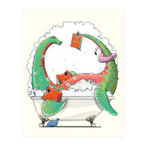 Dinosaur Plesiosaurus in the Bath, funny bathroom humour (Print Only) thumbnail